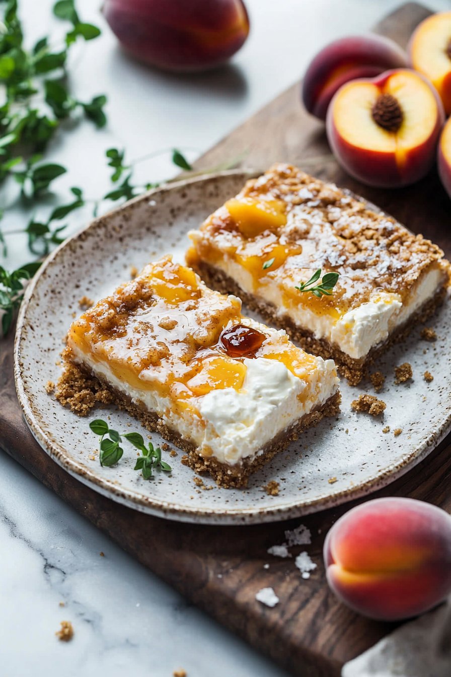 Peaches and Cream Cheesecake Bars