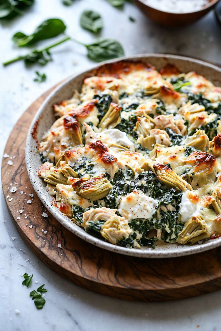 Spinach Artichoke Chicken Casserole