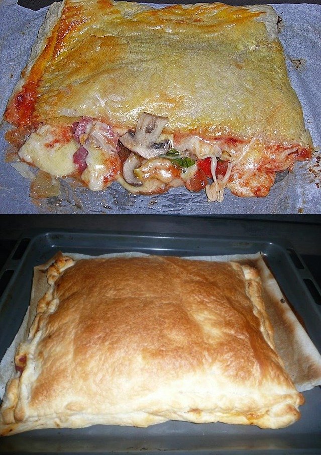 Puff-Pastete mit Salami und Gemüse
