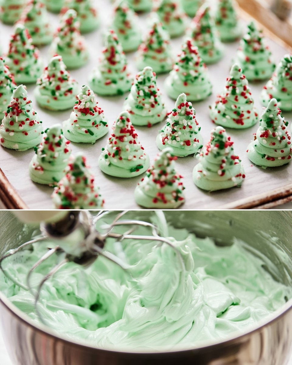 Sparkling Christmas Tree Meringues