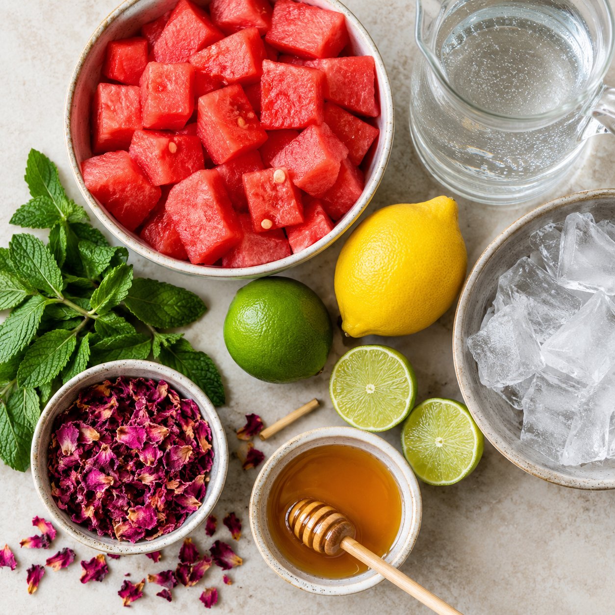 Bebida Refrescante de Sandía y Rosa