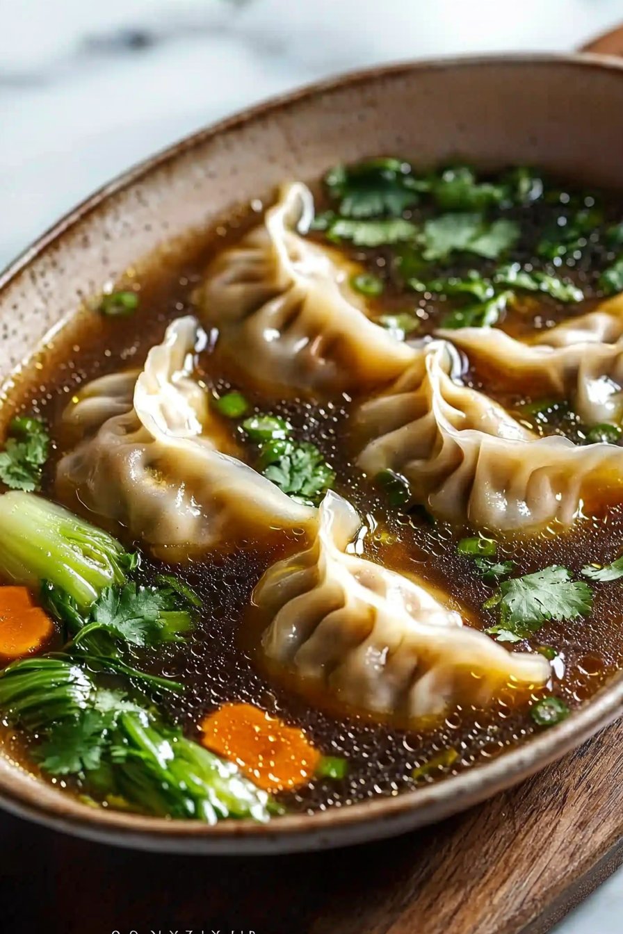 Potsticker Soup with Ginger Broth