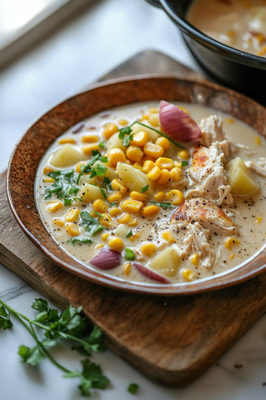 Crockpot Chicken Corn Chowder - Mad About Food