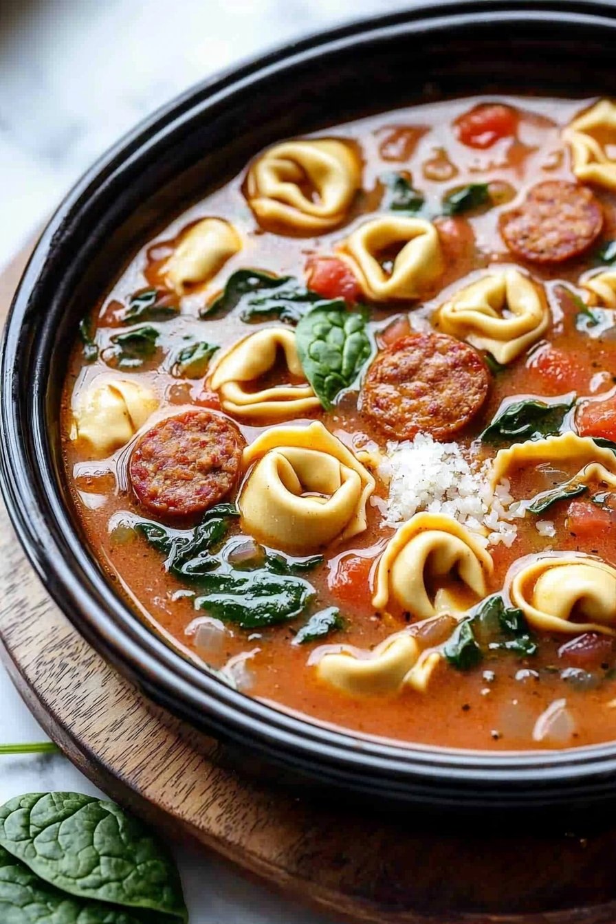 Crockpot Tortellini Soup with Sausage