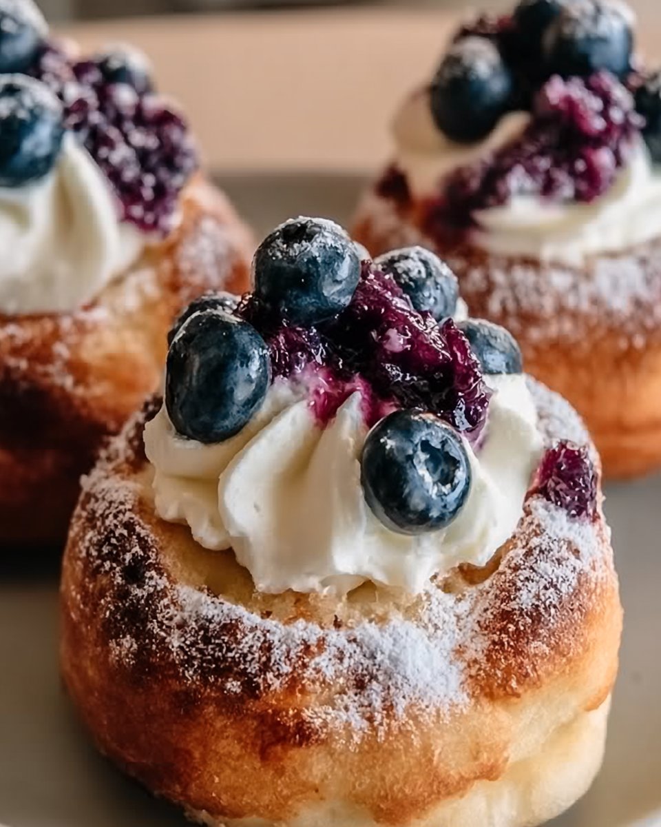 Luftfritteuse Heidelbeer- und Hüttenkäse-Donutlöcher für Genuss