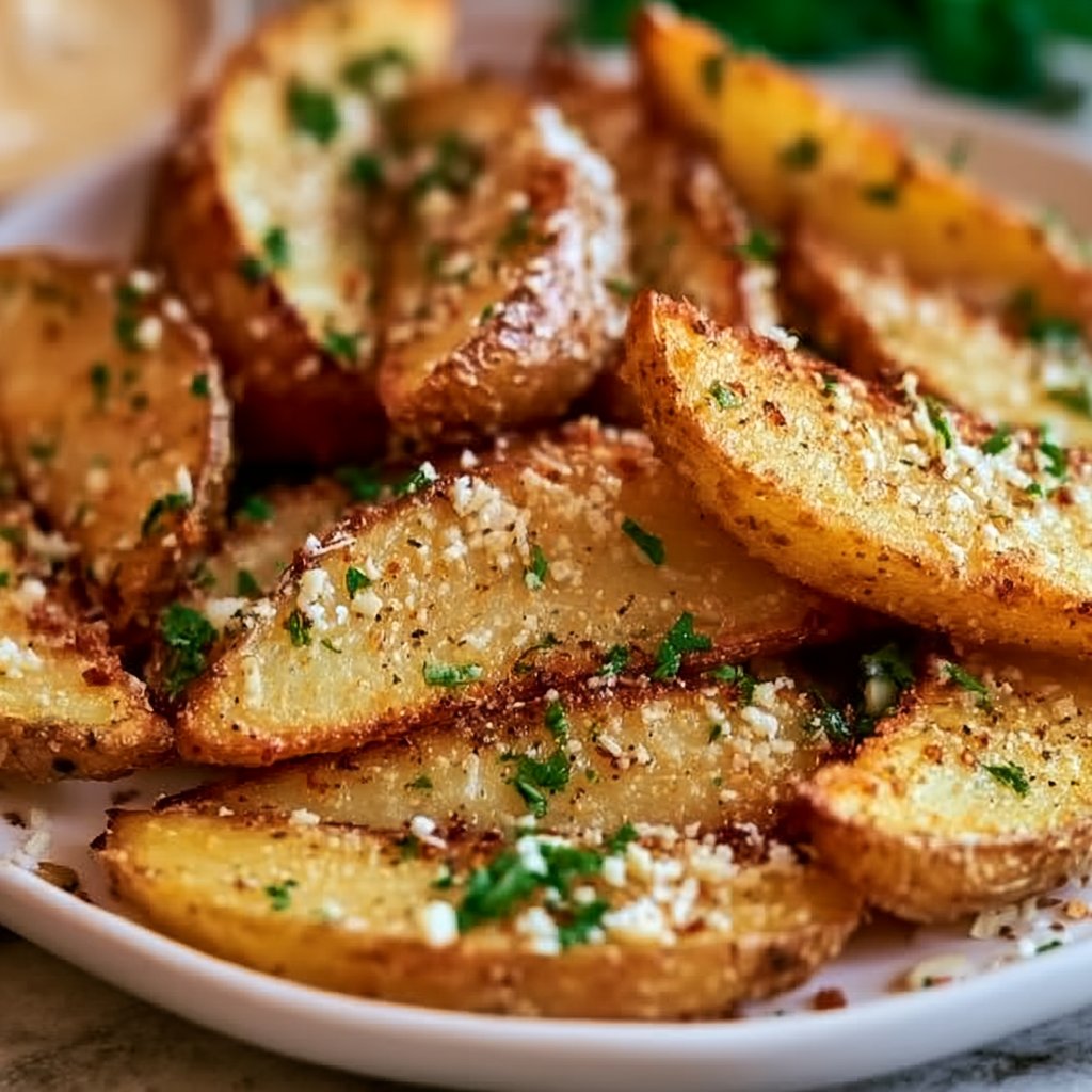 Crispy Baked Garlic Parmesan Potato Wedges You'll Love