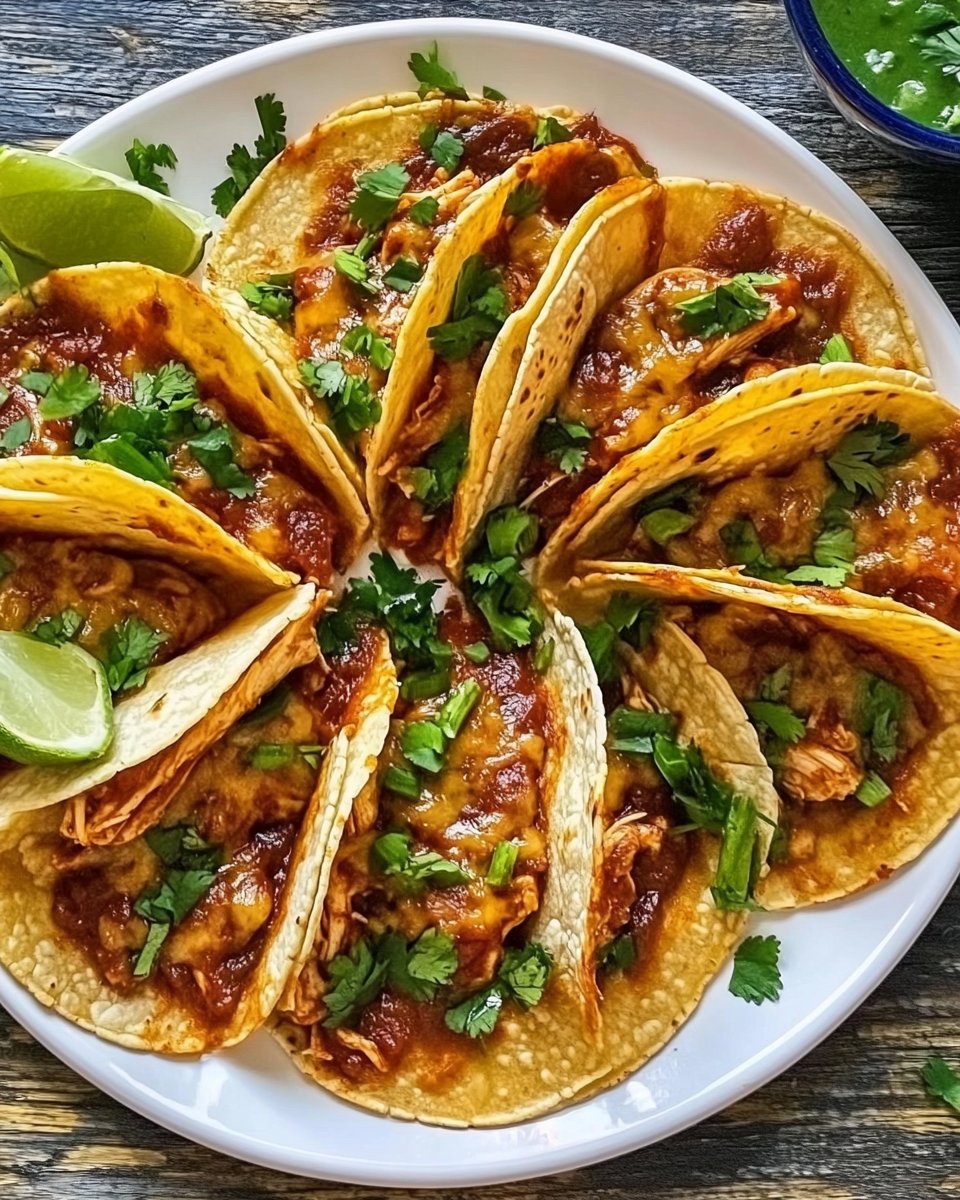 Crispy Baked Red Enchilada Chicken Tacos