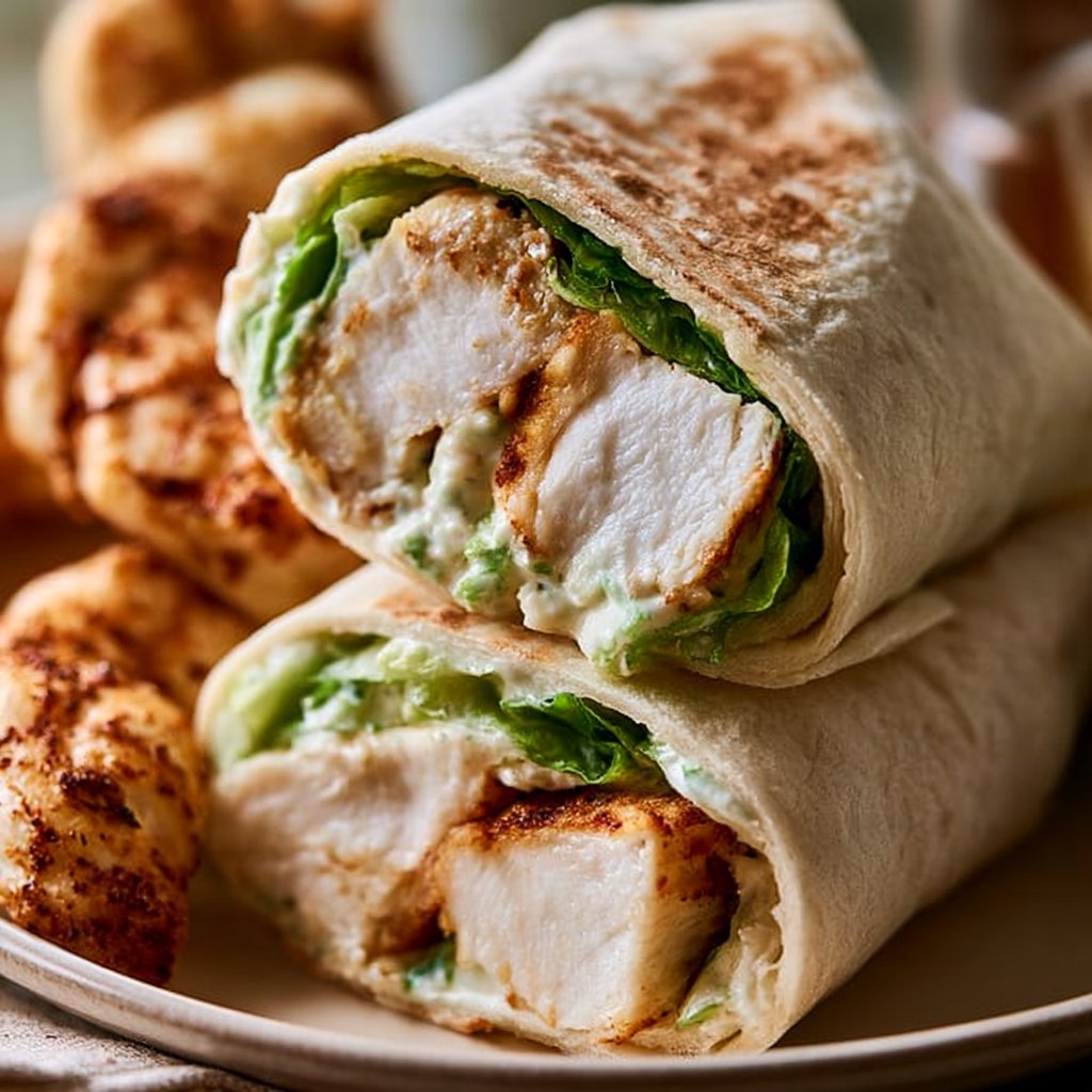 Hähnchen-Caesar-Wraps