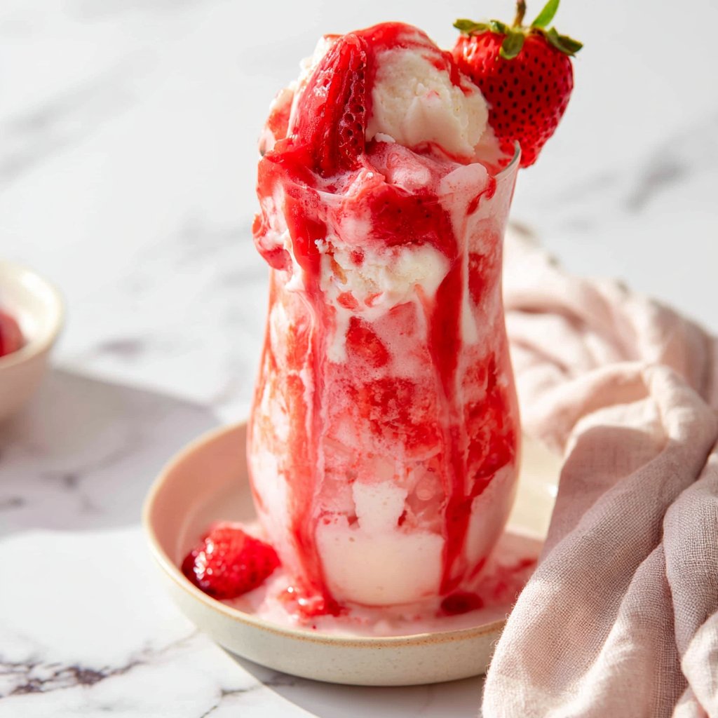 Fresh Strawberry Soda with Vanilla Ice Cream Float