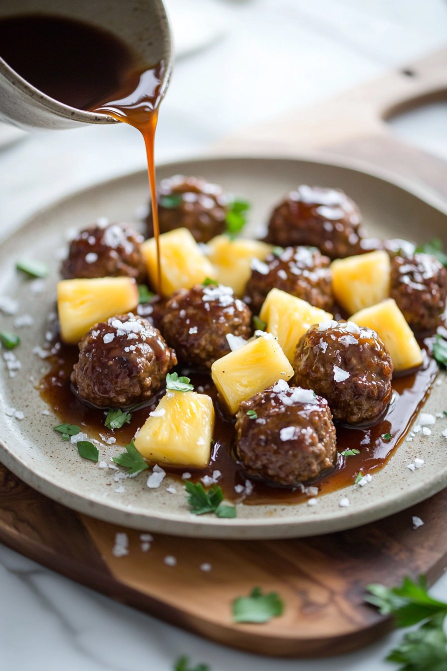 3-Ingredient Pineapple Beef Meatballs
