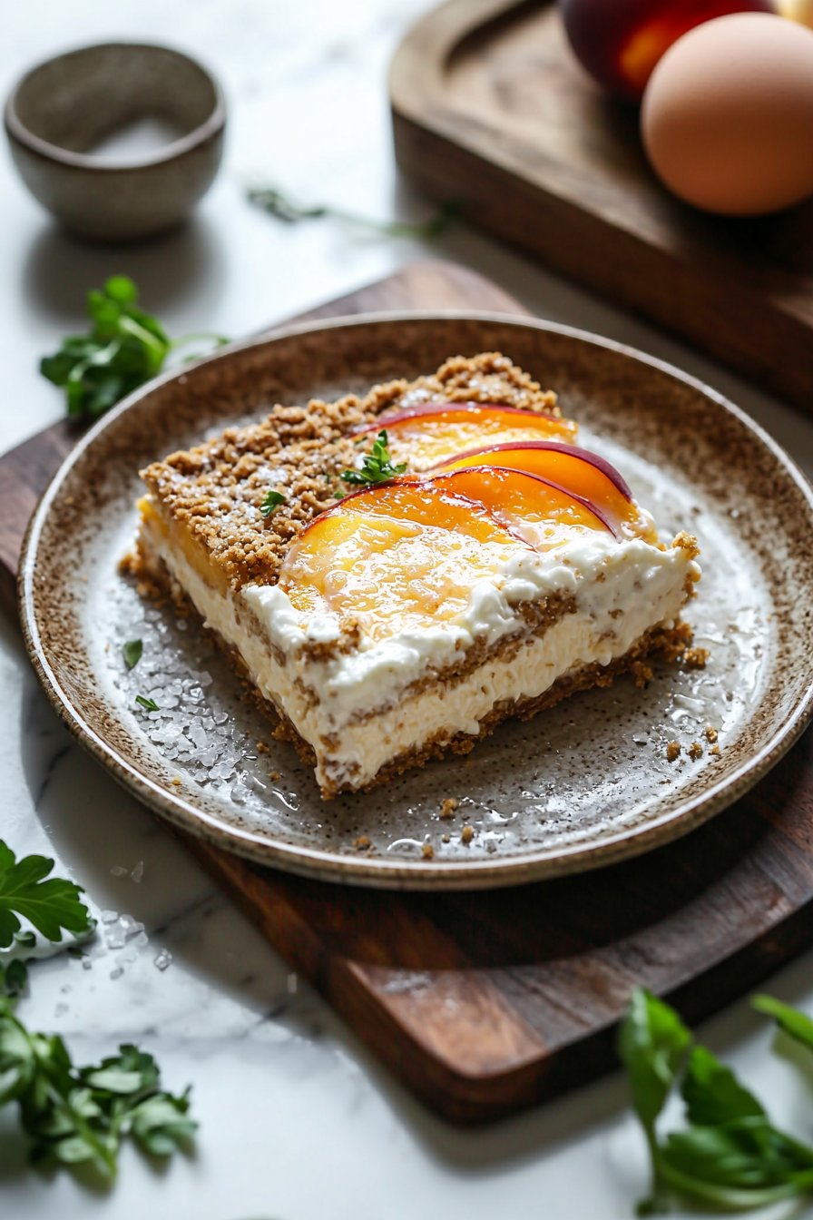 Peaches and Cream Cheesecake Bars
