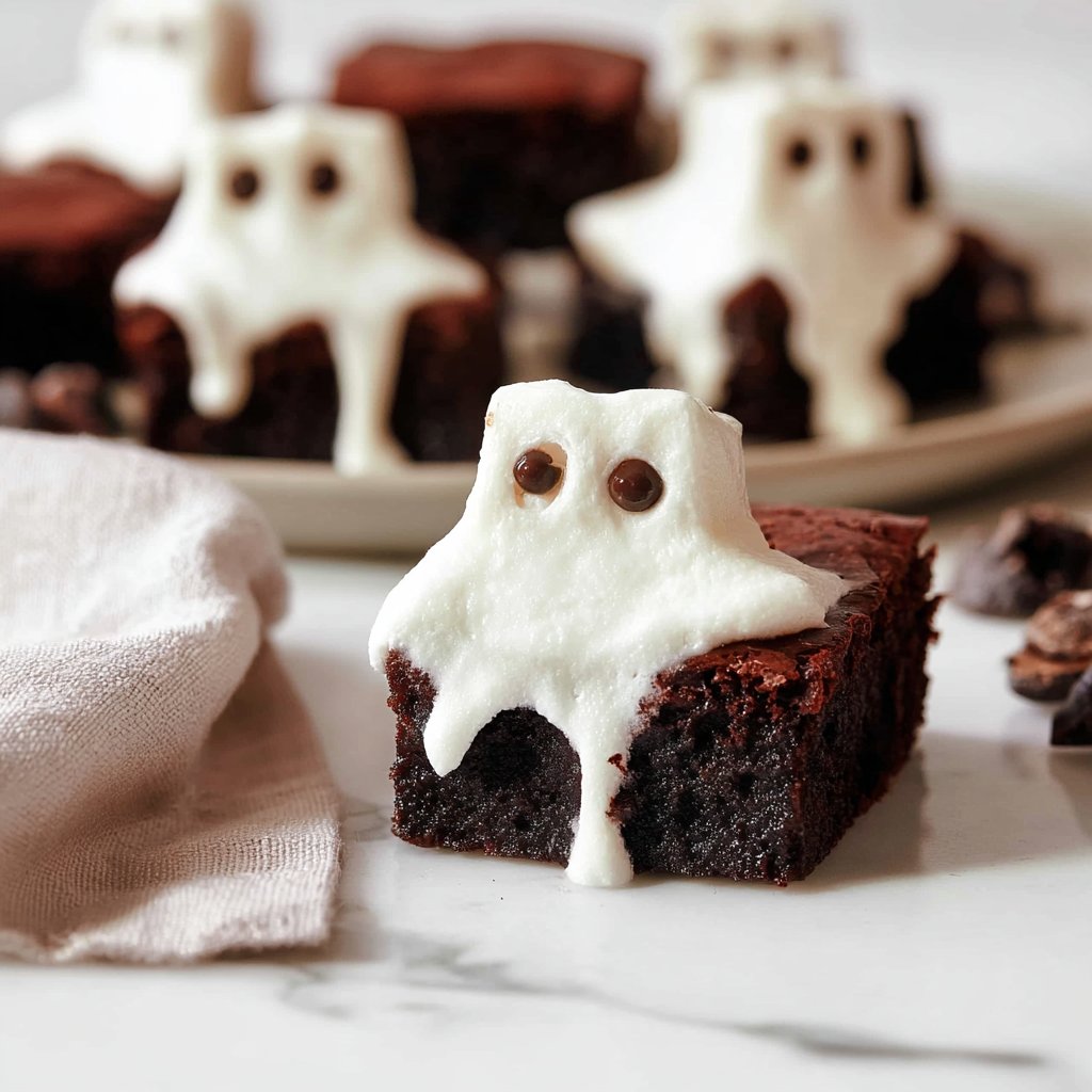 Spooky Ghost Marshmallow Fudgy Brownies