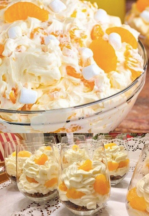 Mandarinen-Creme mit Keksen