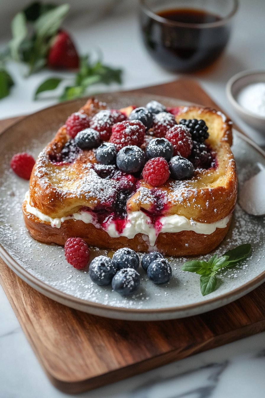 Berries & Cream Stuffed French Toast Casserole