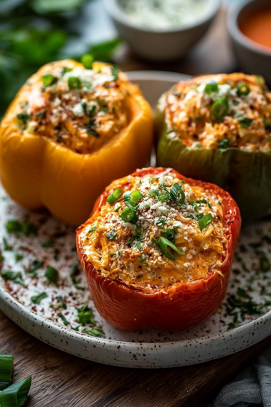 Buffalo Chicken Stuffed Peppers: Easy Cheesy Recipe 2 Buffalo Chicken Stuffed Peppers