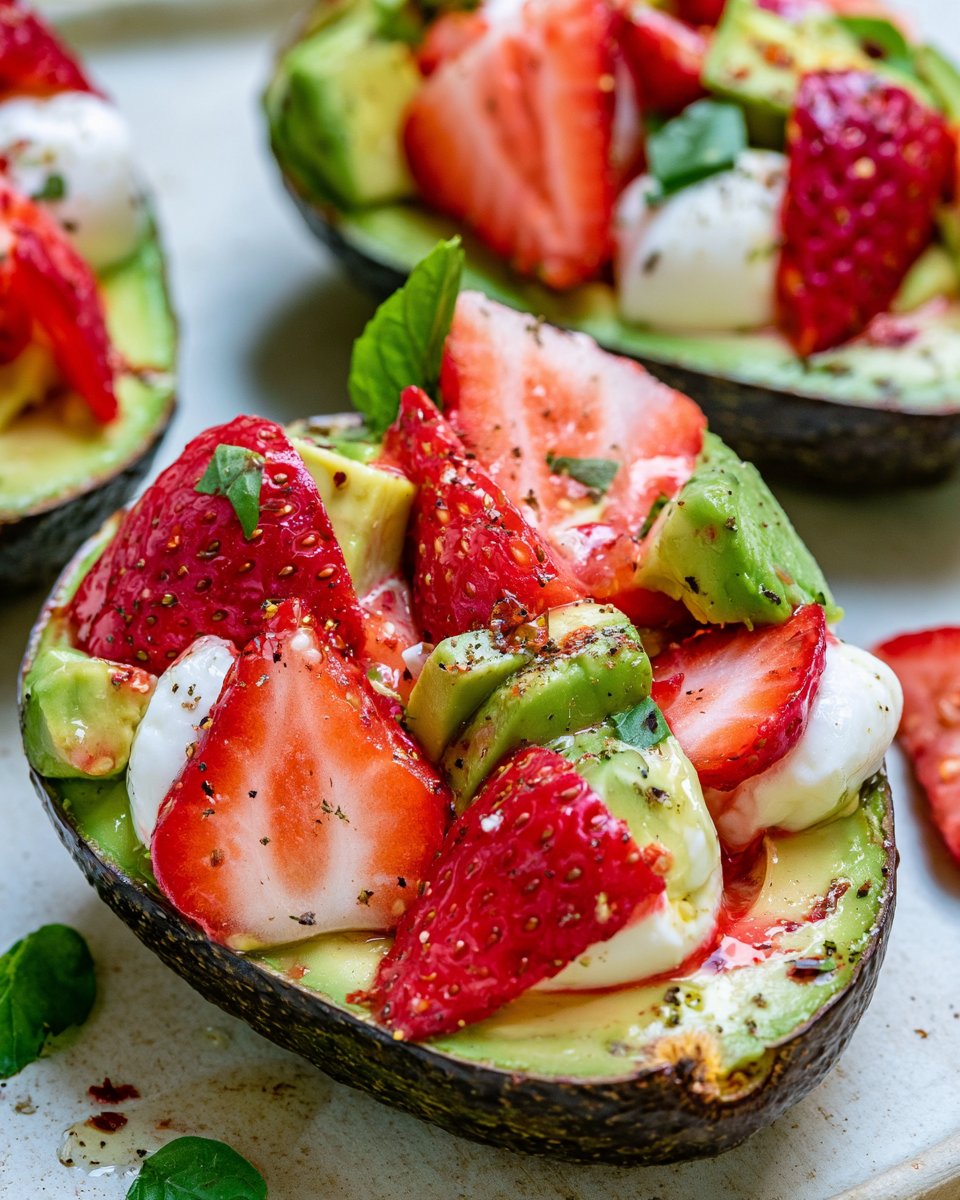 Strawberry Mozzarella Avocado Boats