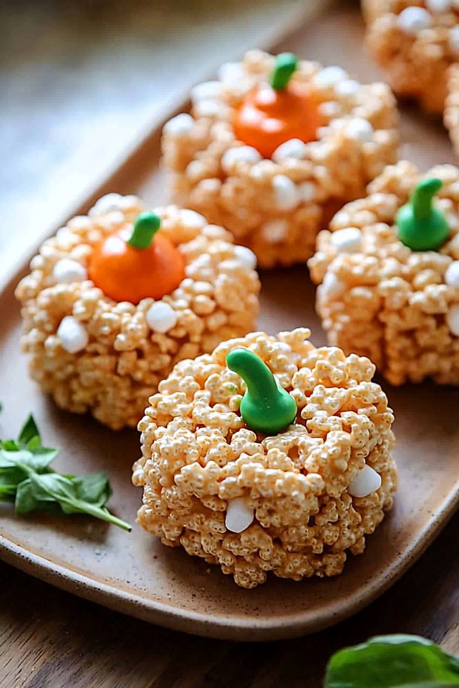 Rice Krispie Treat Pumpkins