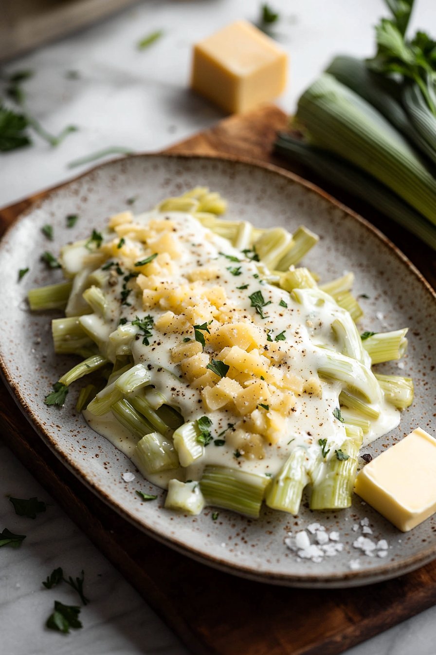 Cheesy Creamed Leeks