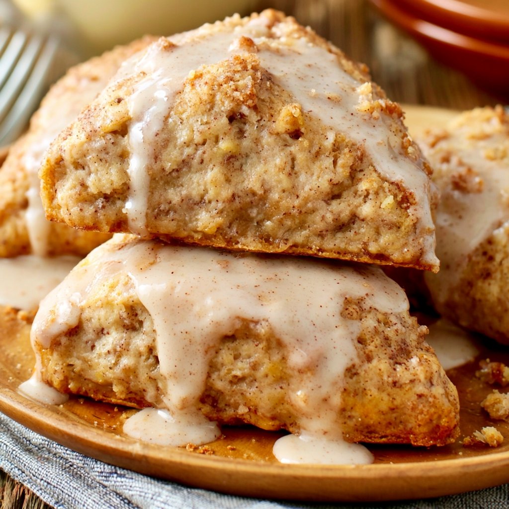 Banana Bread Scones with Cinnamon Cream Cheese Glaze