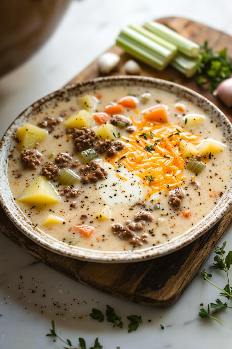 Crock Pot Cheeseburger Soup