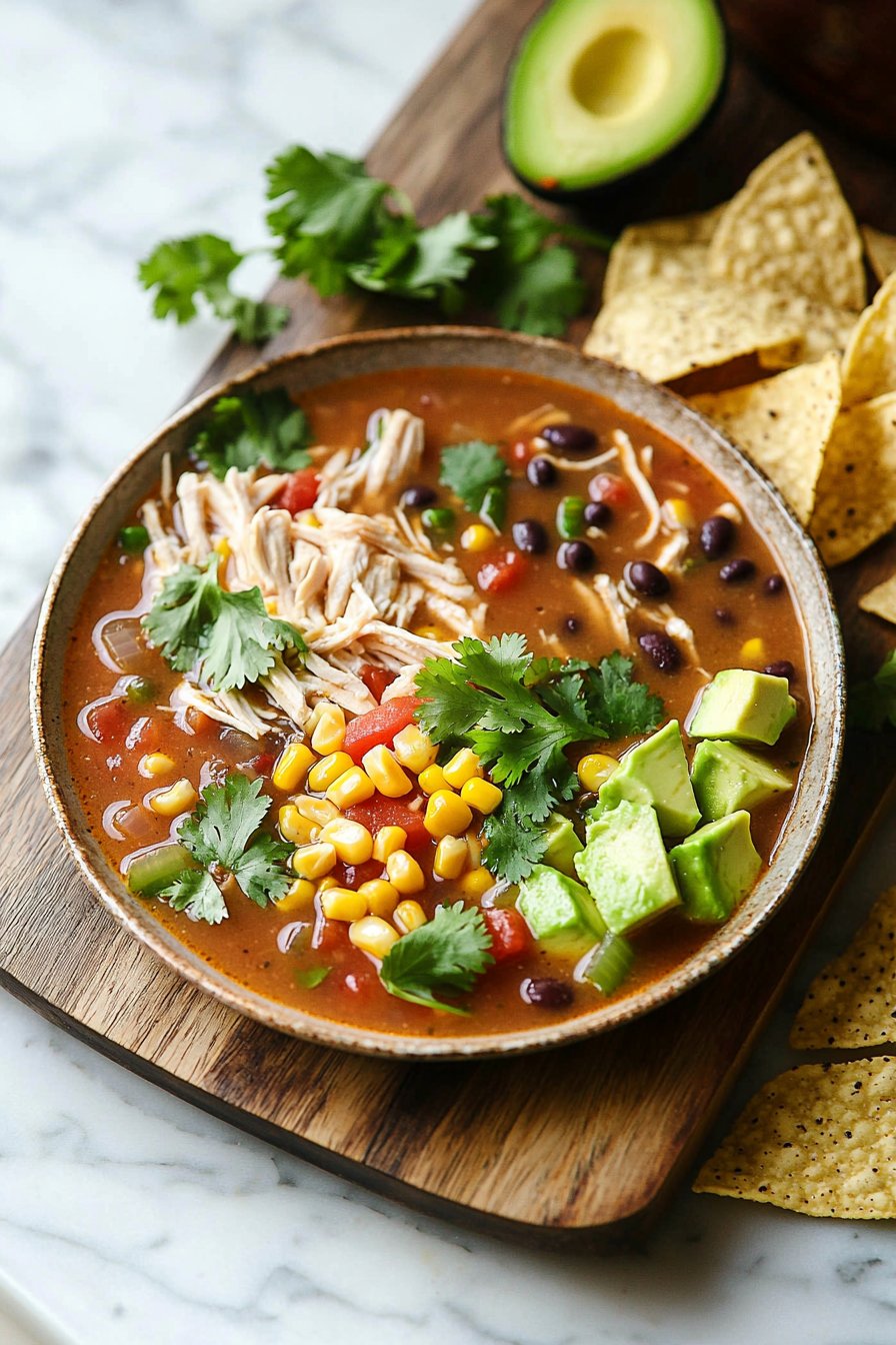 Gesunde Hähnchen-Tortilla-Suppe