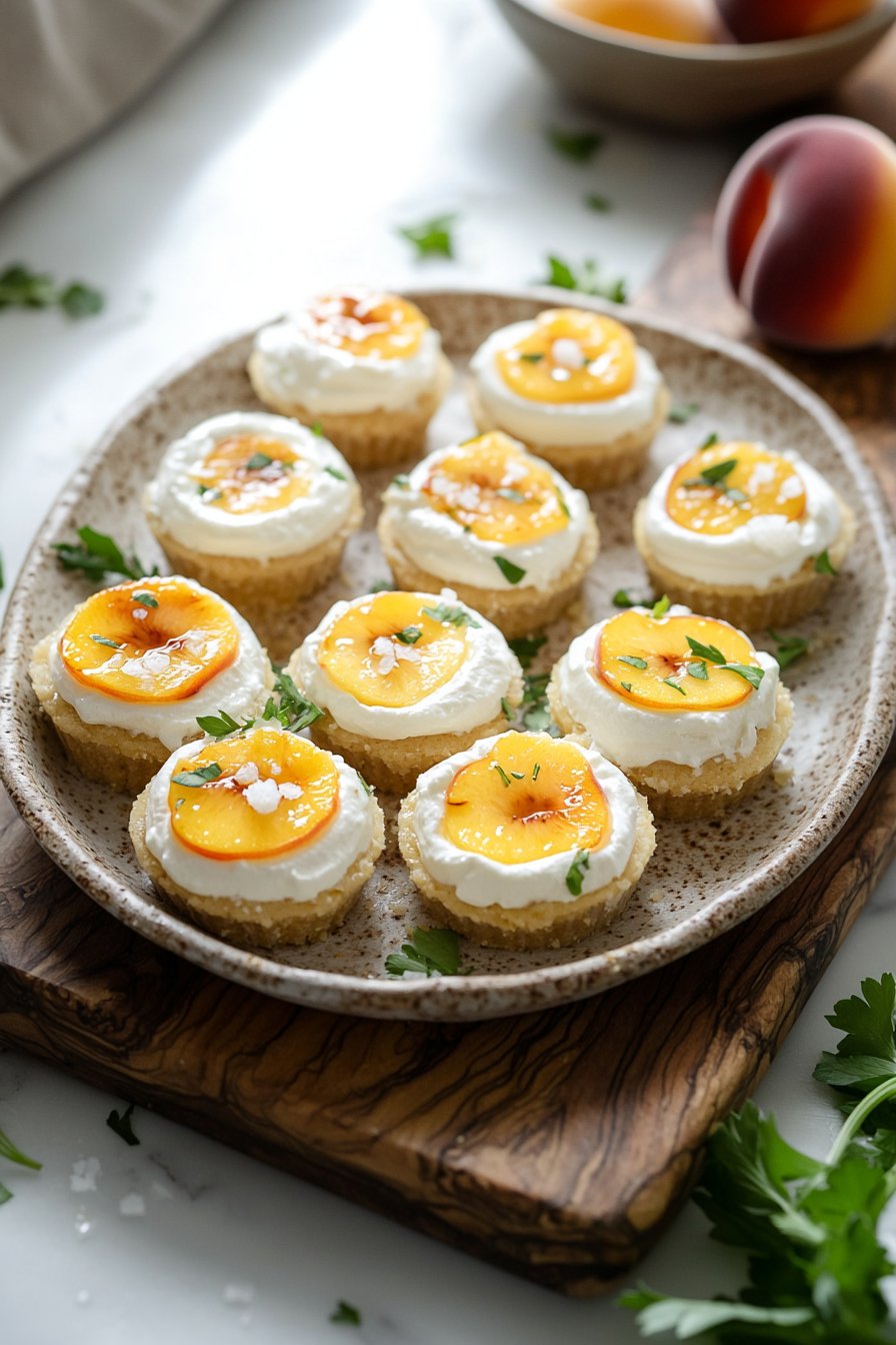 Pfirsich und Sahne Mini-Käsekuchen