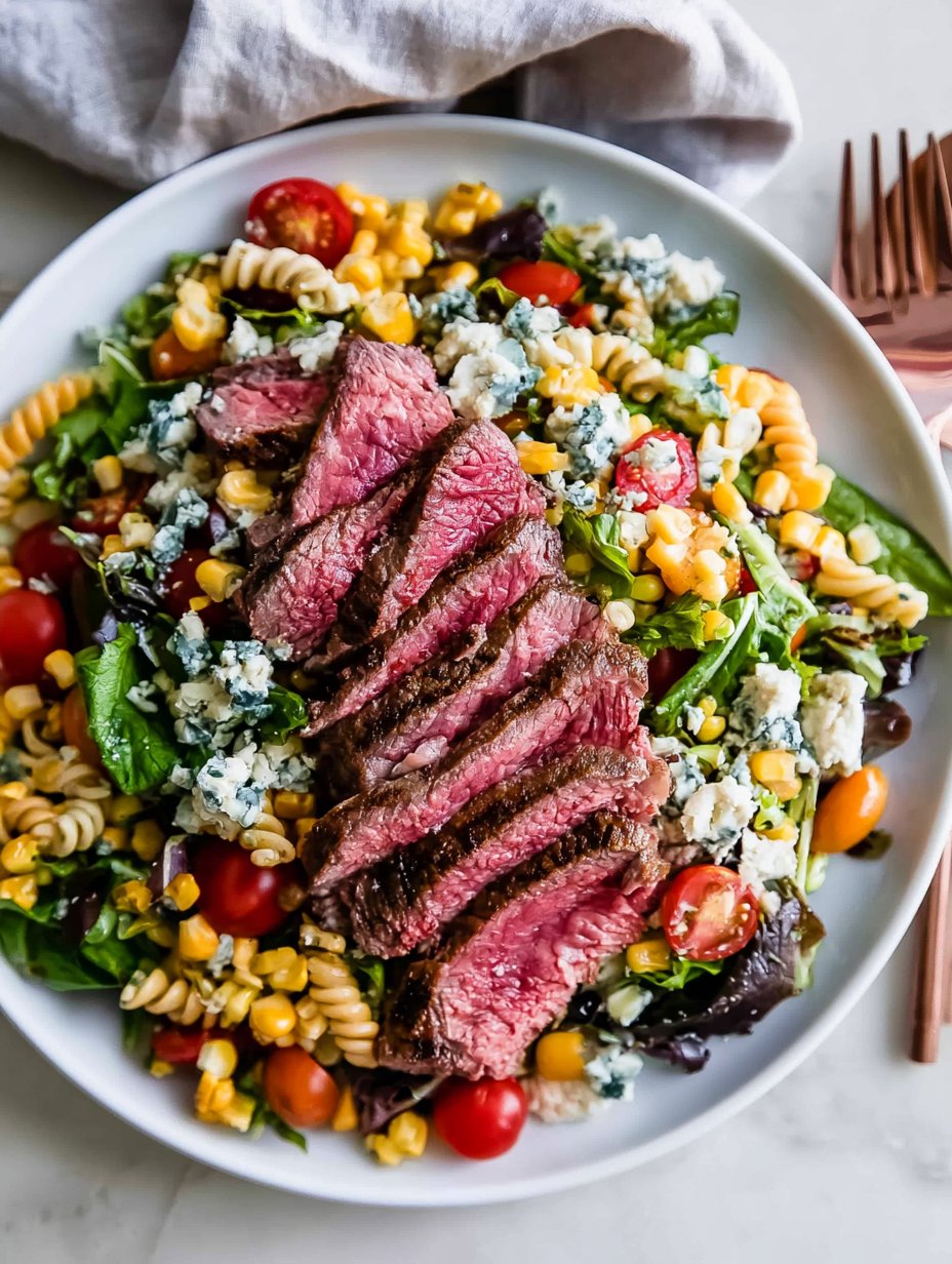 Ensalada de Bistec Balsámico con Gorgonzola y Maíz a la Parrilla
