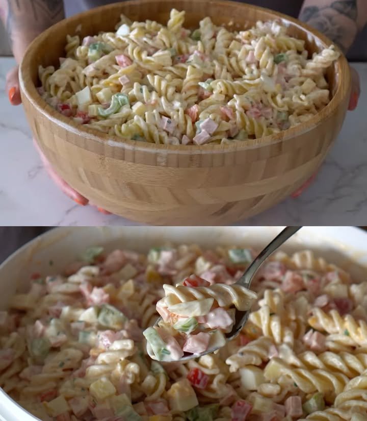 Pasta-Salat mit Wurst und Erbsen