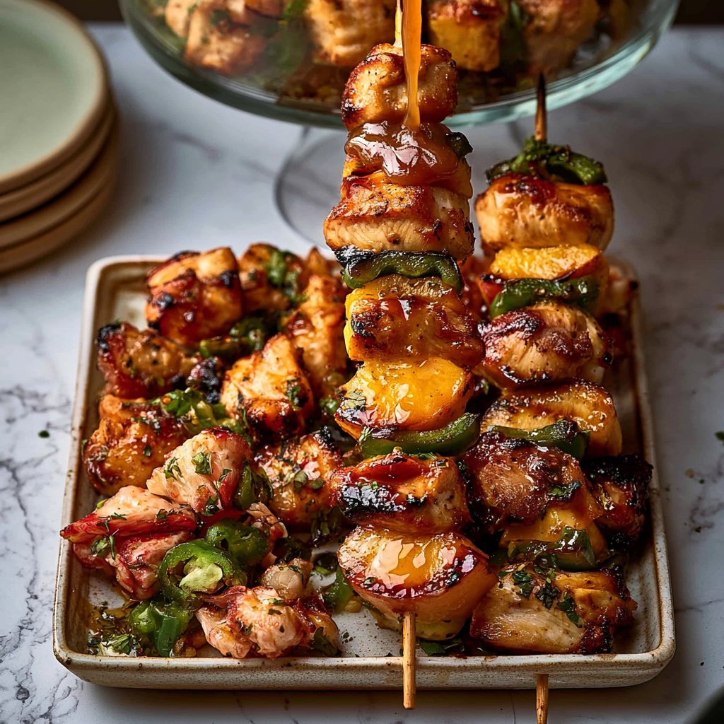 Jalapeno Peach Chicken Skewers