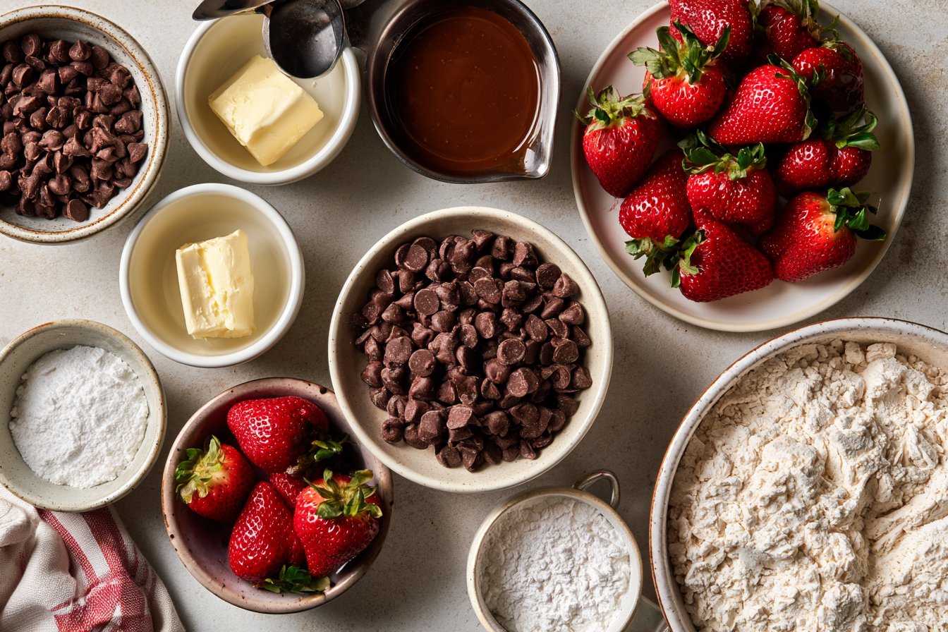 Chocolate Fudge Cake with Chocolate Truffle Dipped Strawberries