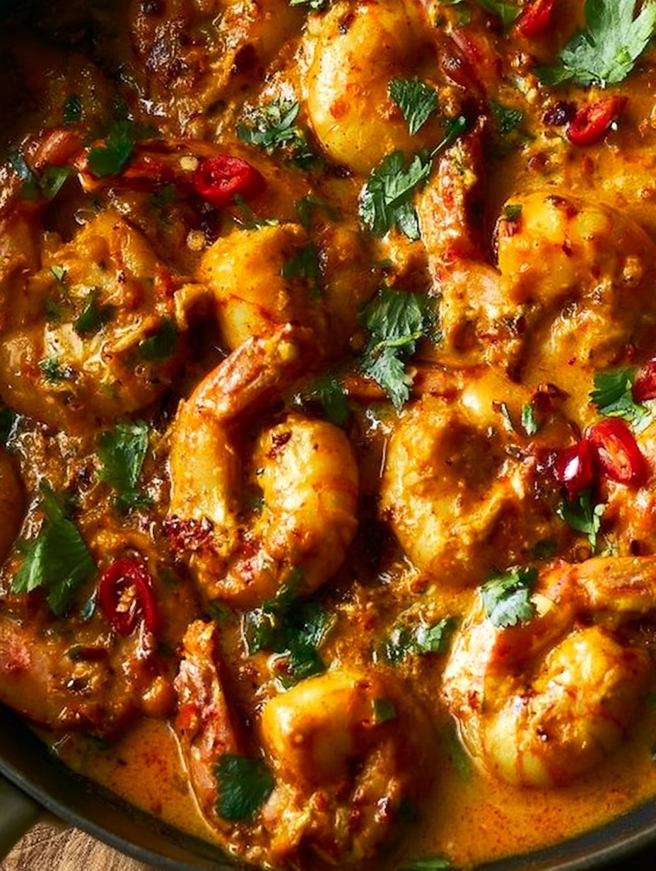 Curry de camarones al coco tailandés