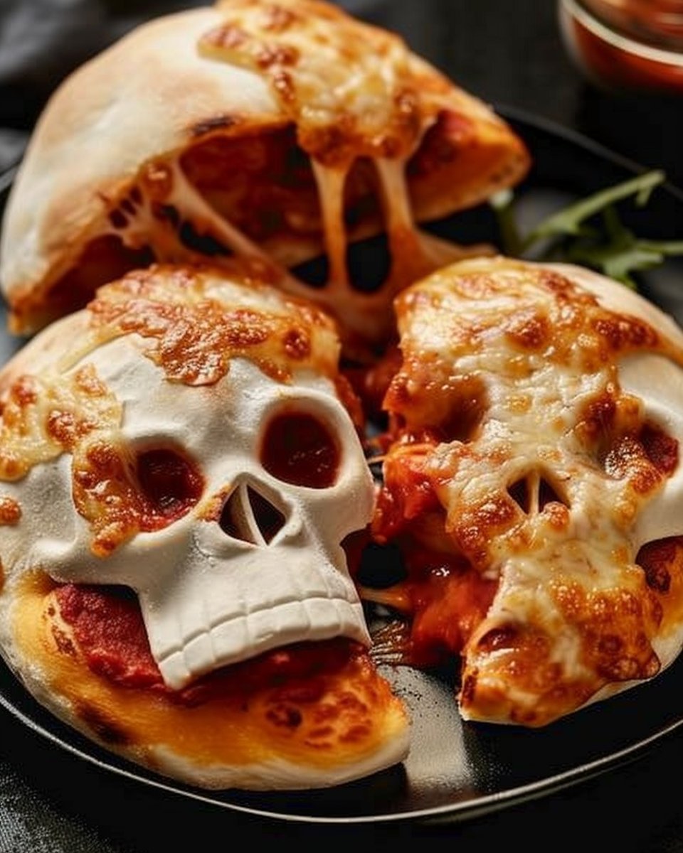 Cheesy Halloween Pizza Skulls