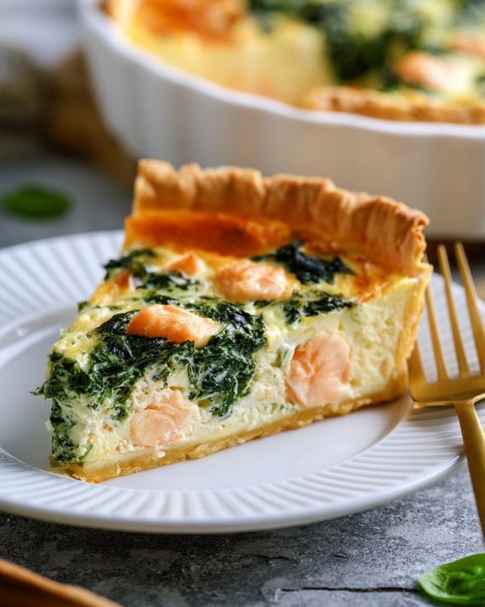 Blätterteig-Quiche mit Spinat und Lachs