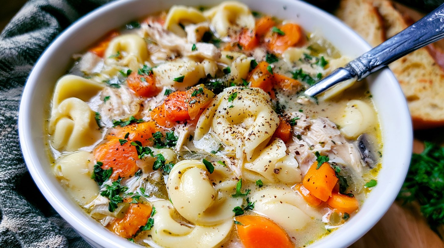 Slow Cooker Chicken Tortellini Soup
