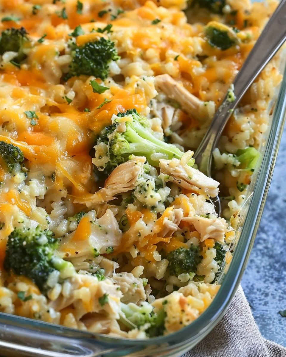 Cheesy Broccoli Chicken and Rice Casserole