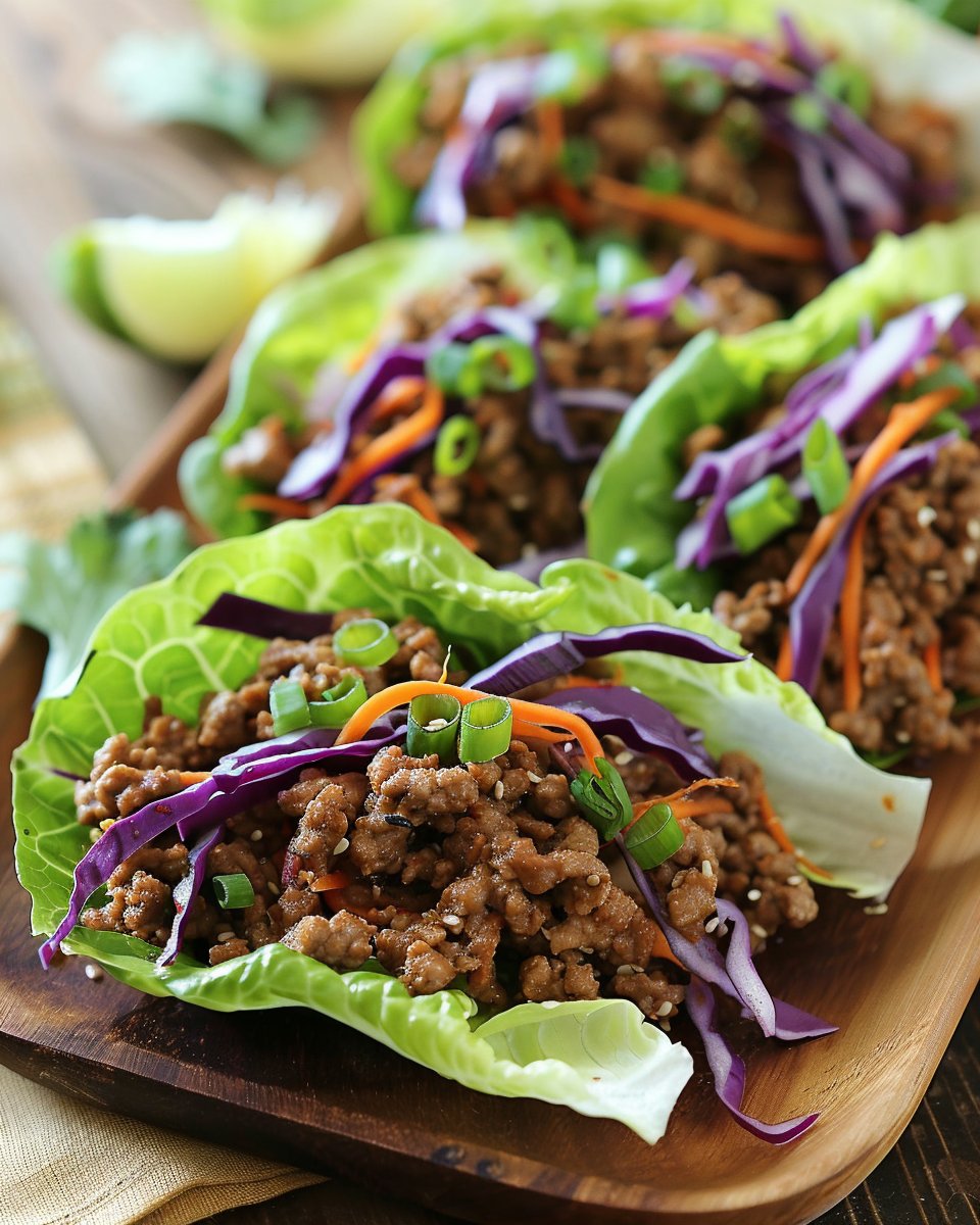 Asian-Style Ground Beef Lettuce Wraps