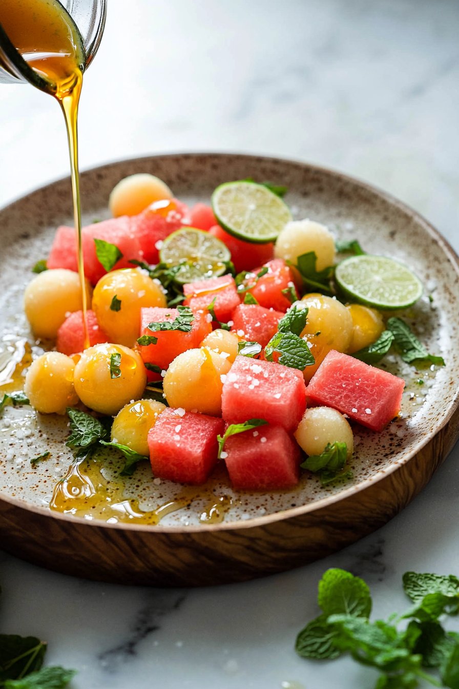 Melon Mosaic Salad with Honey Lime Vinaigrette