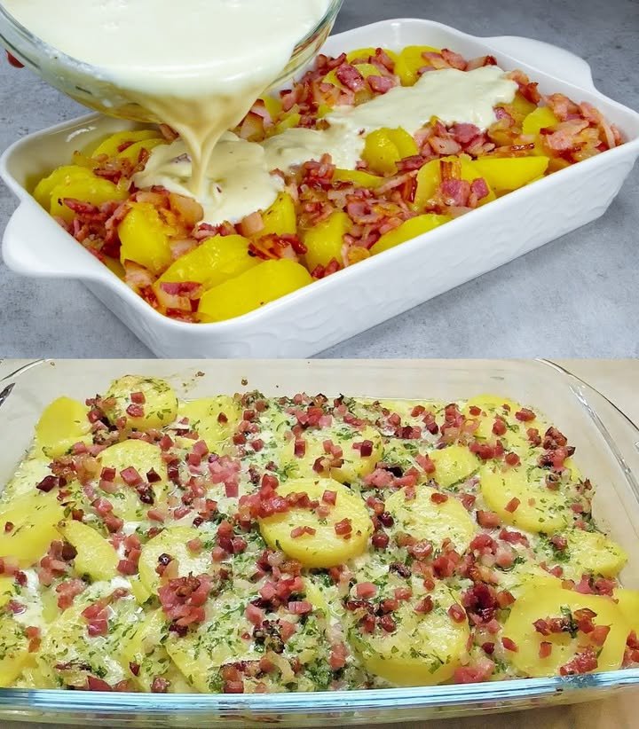 Kartoffelgratin mit Speck und Parmesan