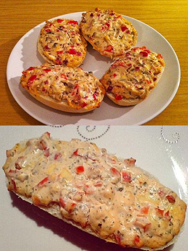Belegte Brötchen mit Frischkäse