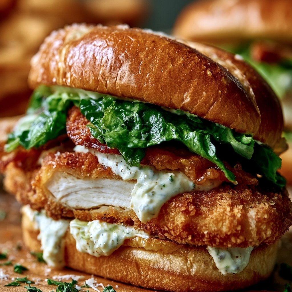 Knuspriges Hähnchen-Caesar-Sandwich für Genießer
