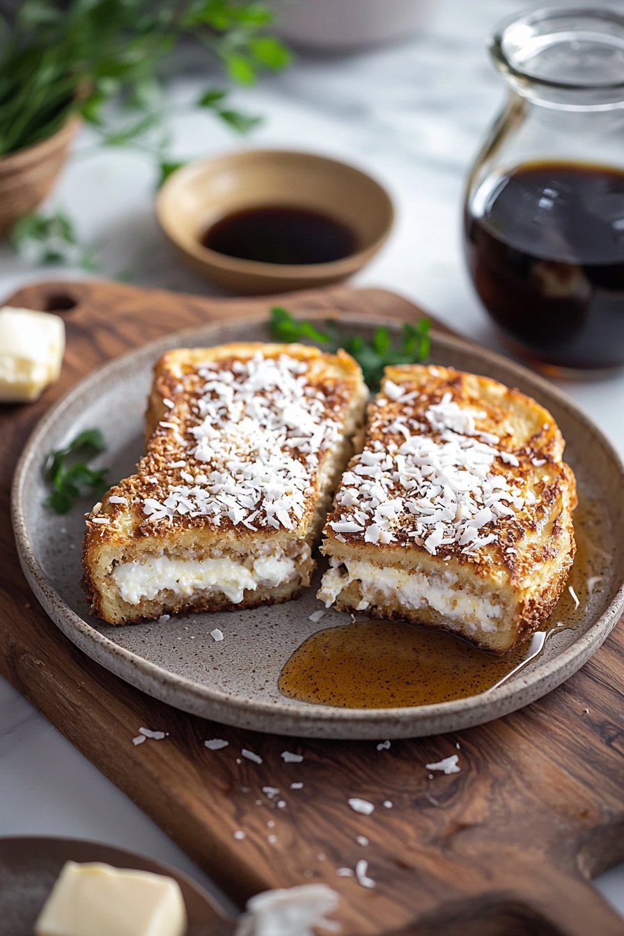 Kokosnuss-krustiger gefüllter French Toast