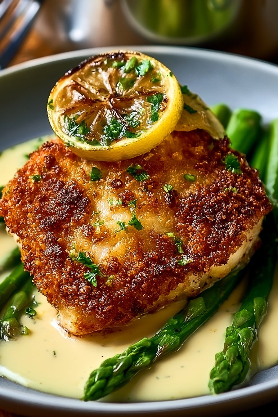 Parmesan Crusted Chicken with Creamy Lemon Sauce