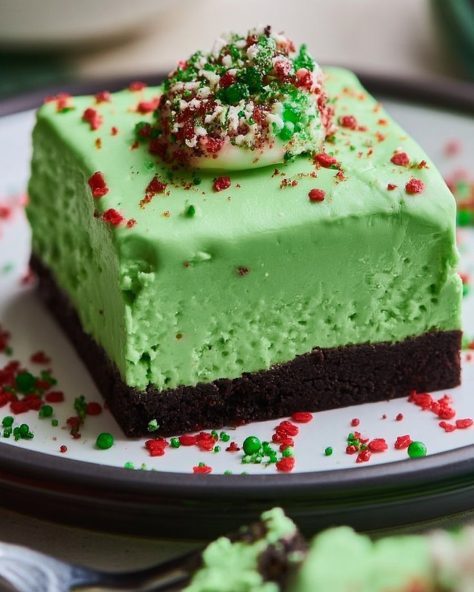Grinch-Inspired No-Bake Christmas Cheesecake