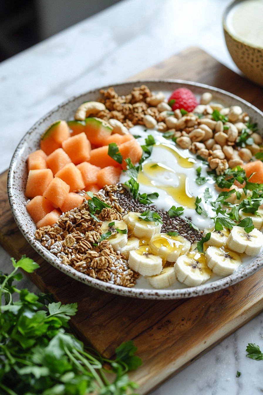 Cantaloupe Frühstücks-Smoothie-Schüssel