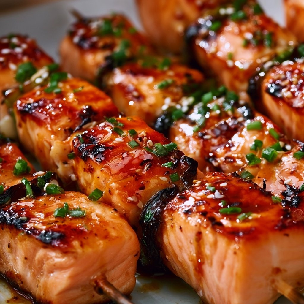 Honig-glasierten Lachs-Spieße