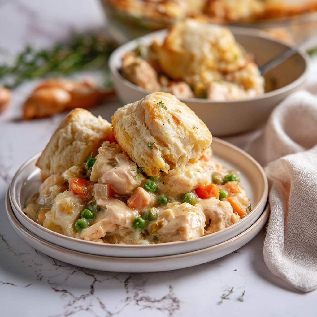 Cozy Turkey Pot Pie Casserole with Buttermilk Biscuits