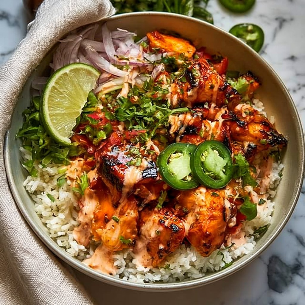 Sweet Chili Chicken Bowl with Coconut Lime Drizzle
