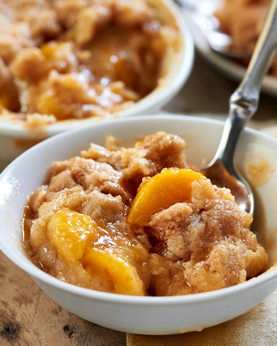 Easy Crock Pot Peach Cobbler with Cake Mix