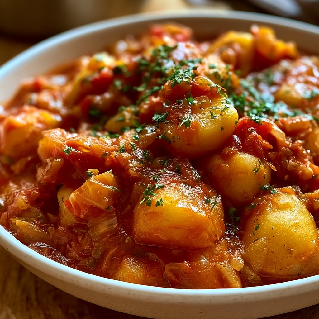 Herzhafter veganer Kartoffelgulasch