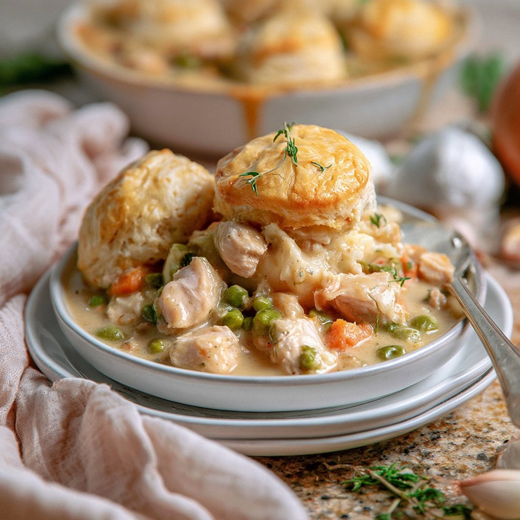 Cozy Turkey Pot Pie Casserole with Buttermilk Biscuits
